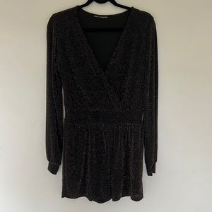 Black and gold holiday romper